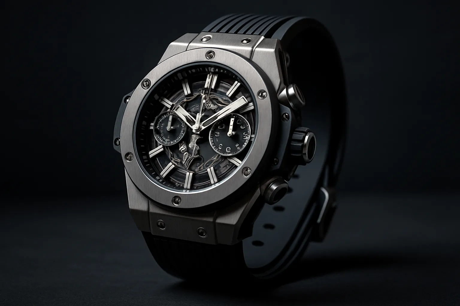 ウブロの特徴的なデザインをイメージした高級時計のイメージ写真