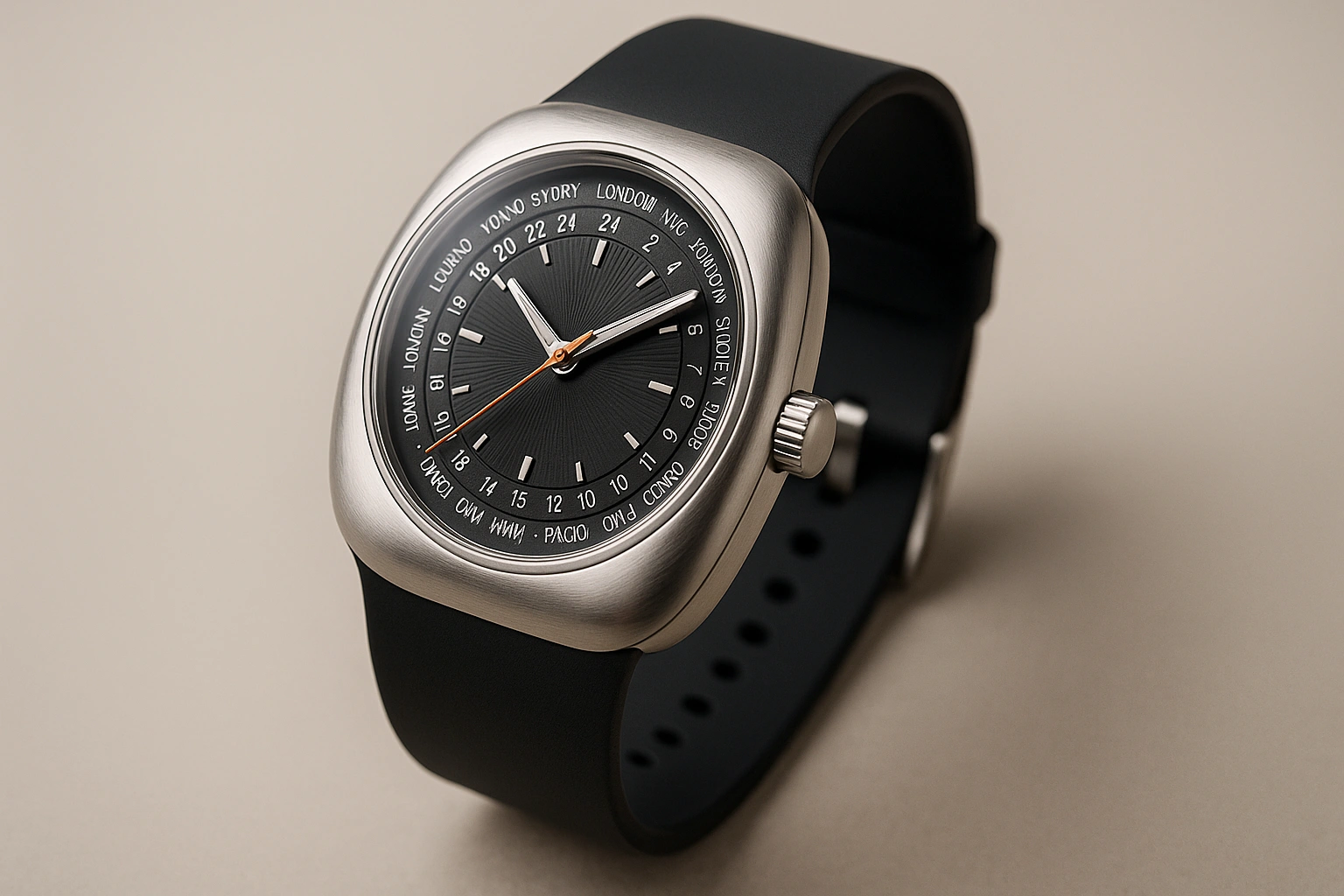 アイクポッド マナティのステンレススチールケースとラバーストラップを備えた高級腕時計の全体イメージ