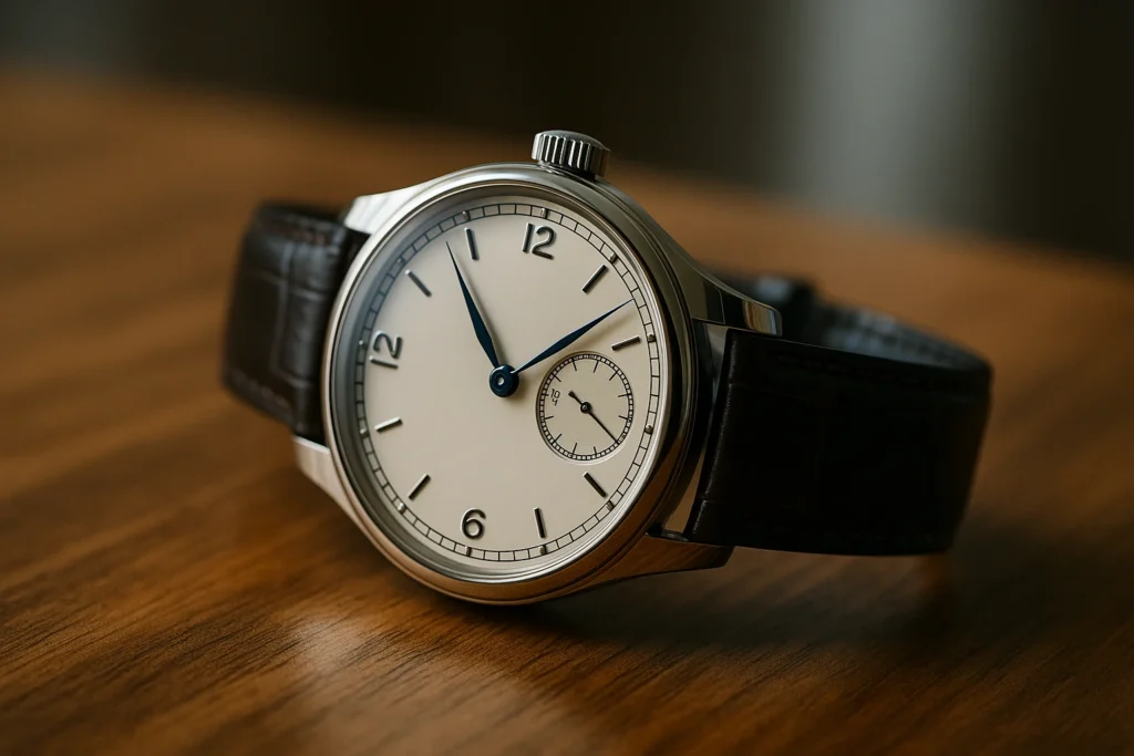 高級感あるIWCをイメージした腕時計の実写風クローズアップ写真