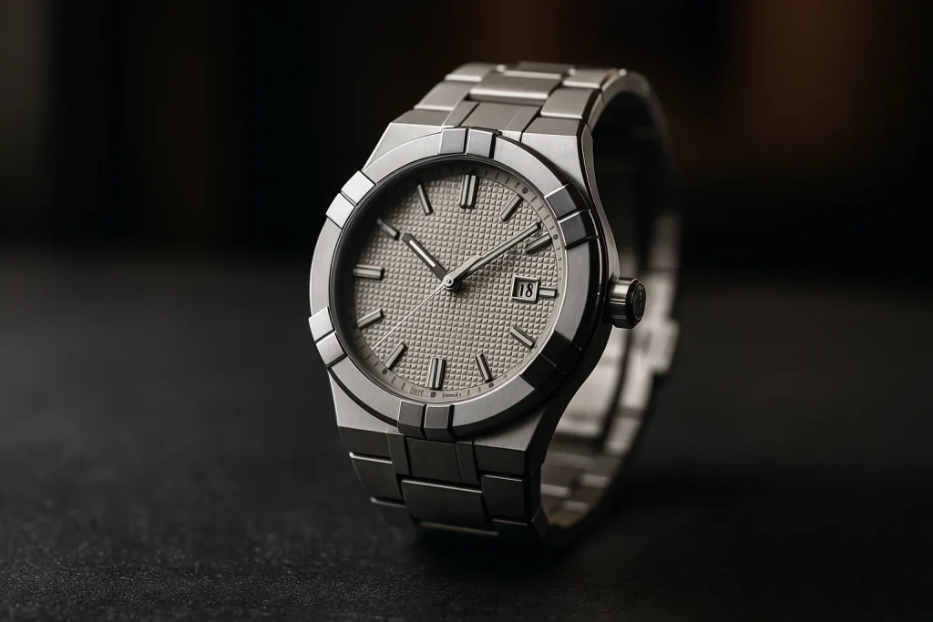 モーリスラクロアの機械式時計をイメージしたスタイリッシュな高級腕時計の写真