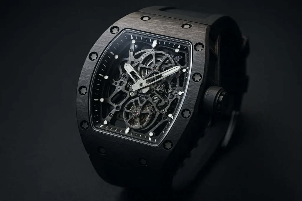リシャールミルの代表的なトノー型モデルをイメージした高級スポーツウォッチの写真