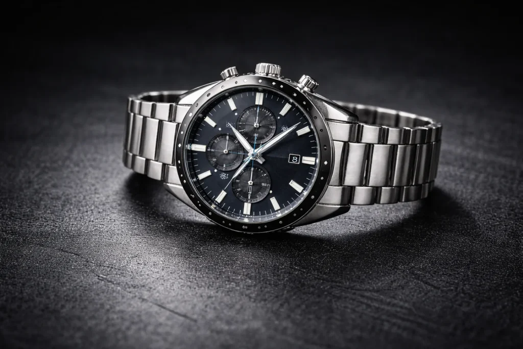 カシオのエディフィスの代表的なクロノグラフモデルを着用した腕元イメージ