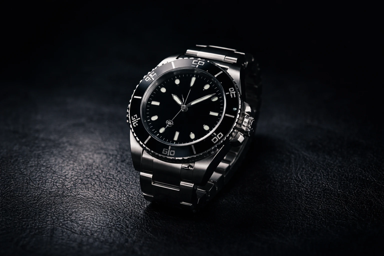 サブマリーナーノンデイトの代表的なデザインを表現した高級ダイバーズウォッチのイメージ